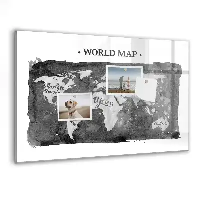 Mappa del mondo lavagna magnetica scrivibile in stile retro