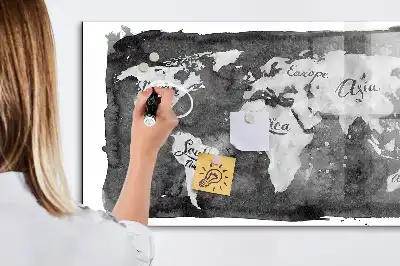 Mappa del mondo lavagna magnetica scrivibile in stile retro