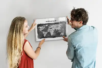 Mappa del mondo lavagna magnetica scrivibile in stile retro