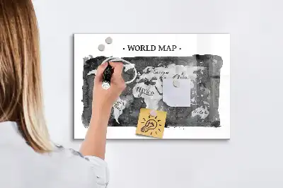 Mappa del mondo lavagna magnetica scrivibile in stile retro