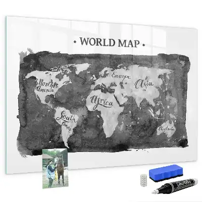 Mappa del mondo lavagna magnetica scrivibile in stile retro