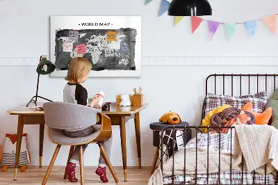 Mappa del mondo lavagna magnetica scrivibile in stile retro