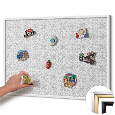 Lavagna magnetica con cornice bianca Motivo ornamentale regolare