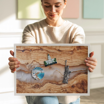 Lavagna magnetica con cornice bianca Struttura in legno con resina