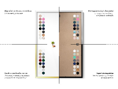 Lavagna magnetica con cornice bianca Colore marrone chiaro