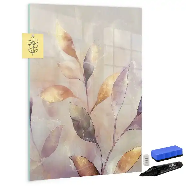 Lavagna magnetica cancellabile a secco con illustrazione di piante ad acquerello
