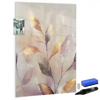 Lavagna magnetica cancellabile a secco con illustrazione di piante ad acquerello