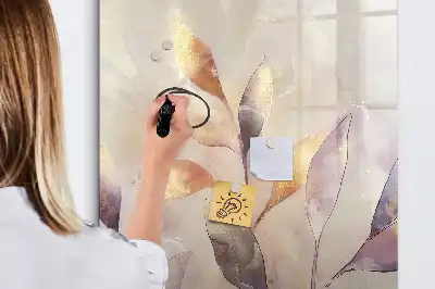 Lavagna magnetica cancellabile a secco con illustrazione di piante ad acquerello