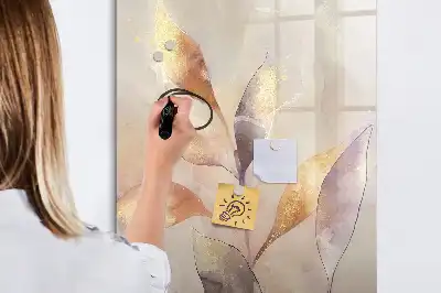Lavagna magnetica cancellabile a secco con illustrazione di piante ad acquerello