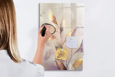 Lavagna magnetica cancellabile a secco con illustrazione di piante ad acquerello