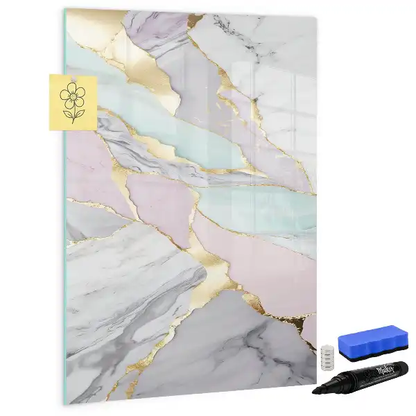 Lavagna magnetica cancellabile a secco con decorazione effetto marmo