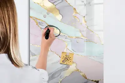 Lavagna magnetica cancellabile a secco con decorazione effetto marmo