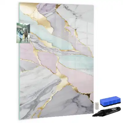 Lavagna magnetica cancellabile a secco con decorazione effetto marmo