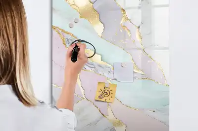 Lavagna magnetica cancellabile a secco con decorazione effetto marmo