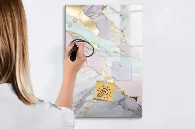 Lavagna magnetica cancellabile a secco con decorazione effetto marmo