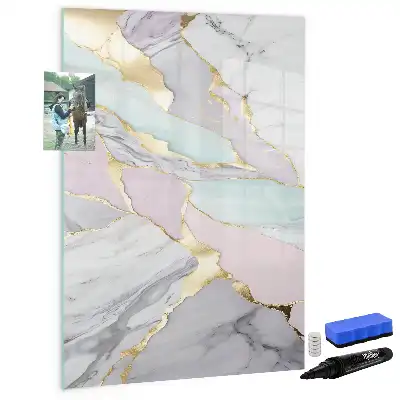Lavagna magnetica cancellabile a secco con decorazione effetto marmo
