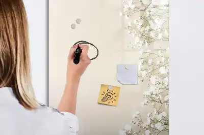 Lavagna magnetica cancellabile a secco con decoro a fiori delicati