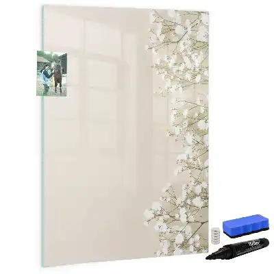 Lavagna magnetica cancellabile a secco con decoro a fiori delicati