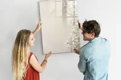 Lavagna magnetica cancellabile a secco con decoro a fiori delicati