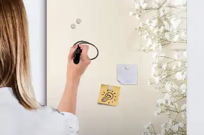 Lavagna magnetica cancellabile a secco con decoro a fiori delicati
