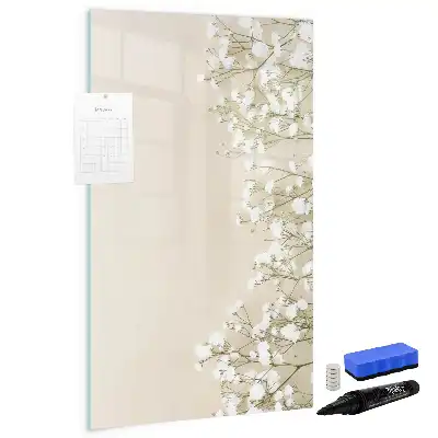 Lavagna magnetica cancellabile a secco con decoro a fiori delicati