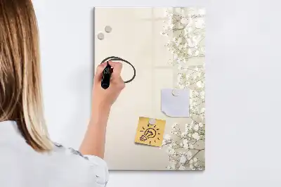 Lavagna magnetica cancellabile a secco con decoro a fiori delicati