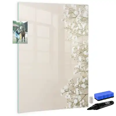 Lavagna magnetica cancellabile a secco con decoro a fiori delicati