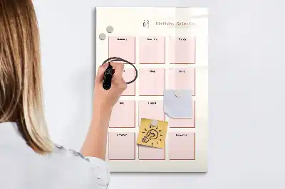 Lavagna magnetica cancellabile a secco calendario per i compleanni