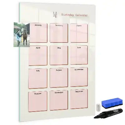 Lavagna magnetica cancellabile a secco calendario per i compleanni