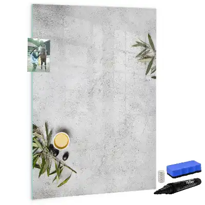 Lavagna magnetica cancellabile a secco modello Cemento e olive