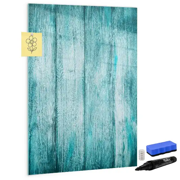 Lavagna magnetica cancellabile a secco colore blu con cornice in legno