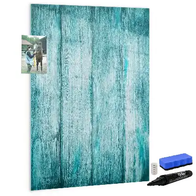 Lavagna magnetica cancellabile a secco colore blu con cornice in legno