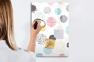 Lavagna magnetica cancellabile a secco con design a cerchi colorati
