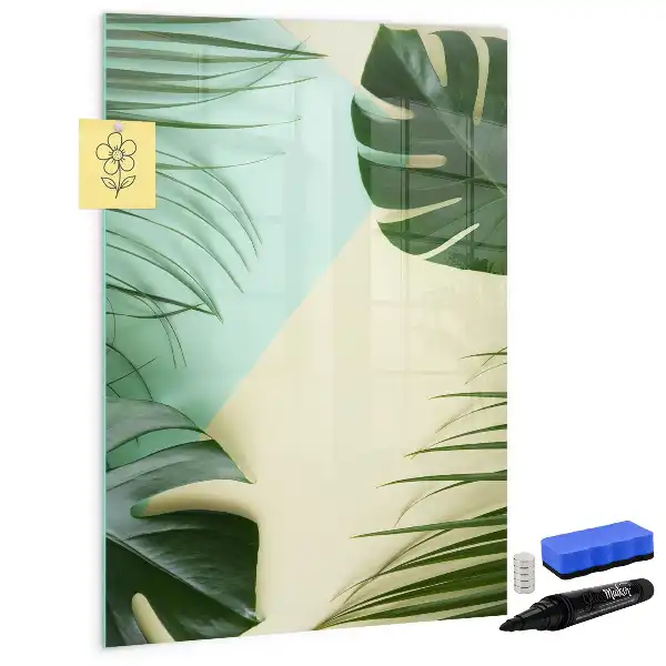 Lavagna magnetica cancellabile a secco motivo monstera tropicale