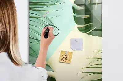 Lavagna magnetica cancellabile a secco motivo monstera tropicale