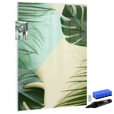 Lavagna magnetica cancellabile a secco motivo monstera tropicale