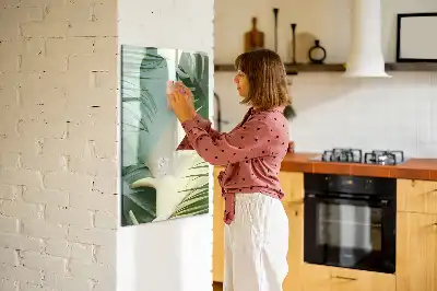 Lavagna magnetica cancellabile a secco motivo monstera tropicale