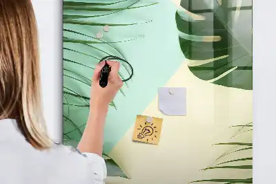 Lavagna magnetica cancellabile a secco motivo monstera tropicale