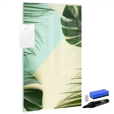 Lavagna magnetica cancellabile a secco motivo monstera tropicale