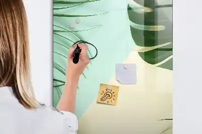 Lavagna magnetica cancellabile a secco motivo monstera tropicale