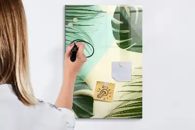 Lavagna magnetica cancellabile a secco motivo monstera tropicale