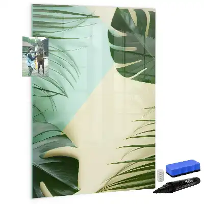 Lavagna magnetica cancellabile a secco motivo monstera tropicale