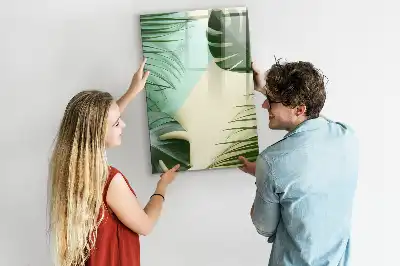 Lavagna magnetica cancellabile a secco motivo monstera tropicale