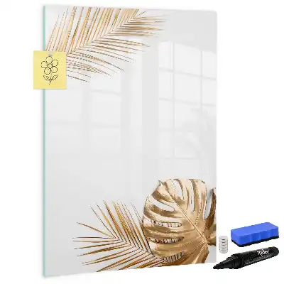 Lavagna magnetica cancellabile a secco decorazione con foglie dorate