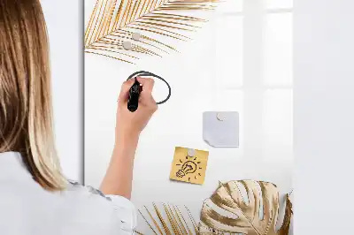 Lavagna magnetica cancellabile a secco decorazione con foglie dorate