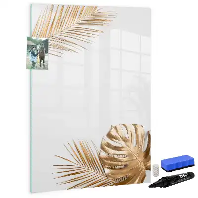 Lavagna magnetica cancellabile a secco decorazione con foglie dorate