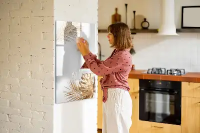 Lavagna magnetica cancellabile a secco decorazione con foglie dorate