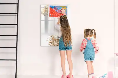 Lavagna magnetica cancellabile a secco decorazione con foglie dorate