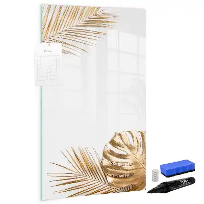 Lavagna magnetica cancellabile a secco decorazione con foglie dorate