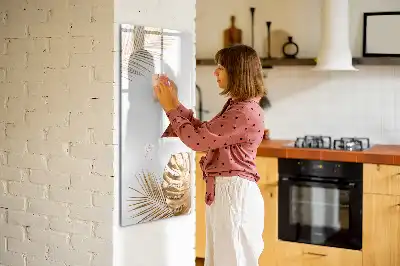 Lavagna magnetica cancellabile a secco decorazione con foglie dorate